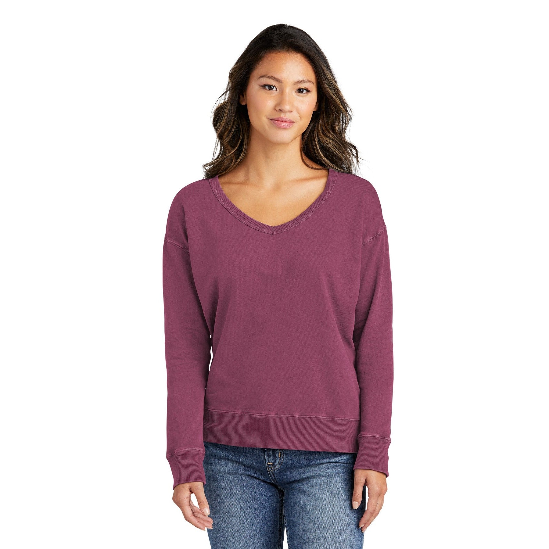 Port & Company-Port & Company® Women's Beach Wash® Garment-Dyed V-Neck Sweatshirt LPC098V-MedTech-5